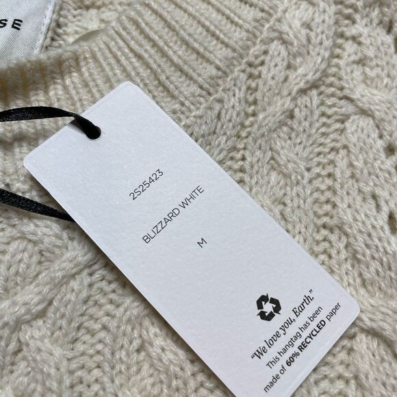 NWT PINK ROSE Knit Sweater with Tie Back Blizzard White Size Medium - Picture 8 of 8